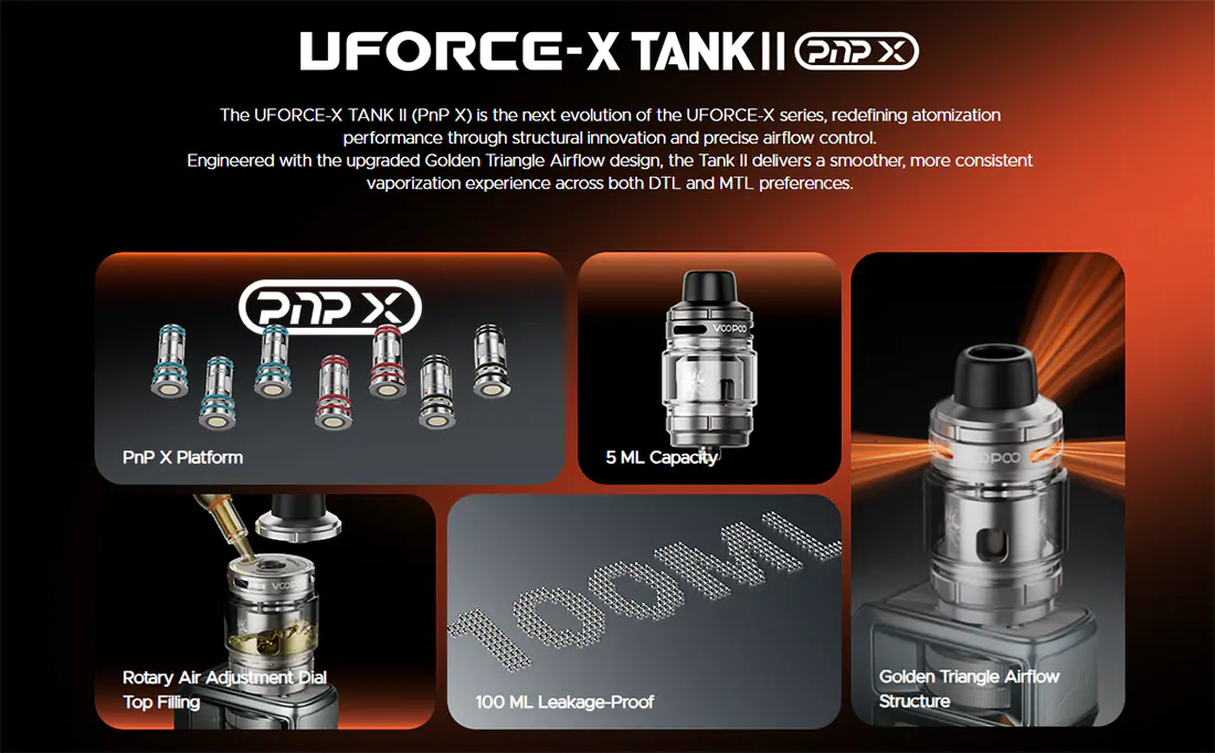 Main features of the Voopoo Uforce-X 2 Tank